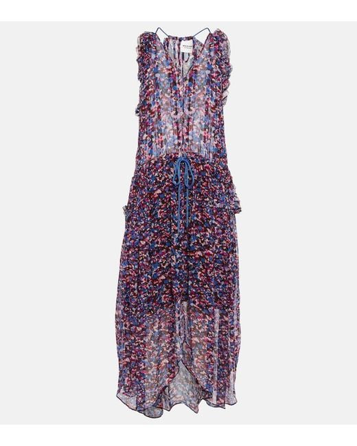 Isabel Marant Purple Fadelo Printed Chiffon Maxi Dress