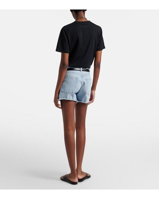 Agolde Blue Parker Long Distressed Denim Shorts
