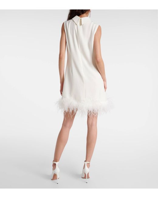 Rixo White Bridal Candice Feather-trimmed Silk Minidress