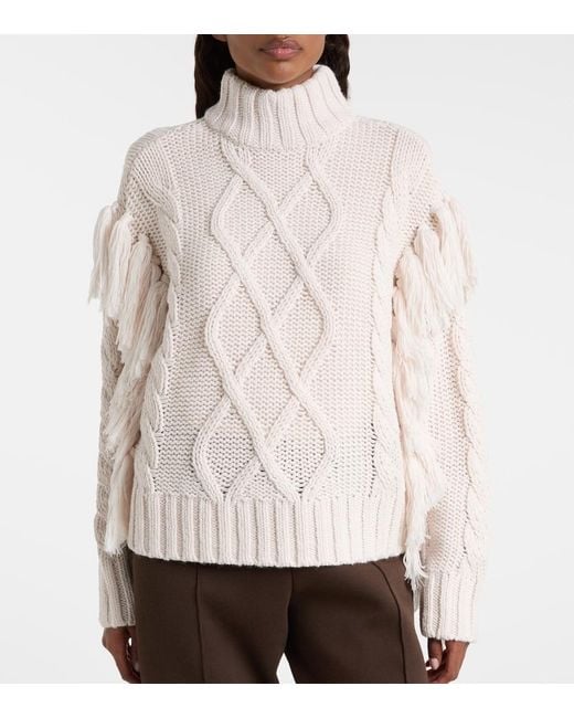 Goldbergh White Turtleneck Wool-Blend Sweater