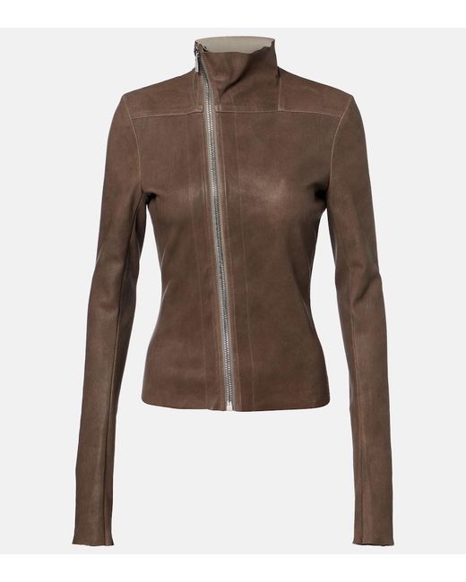 Rick Owens Brown Gary Leather Jacket