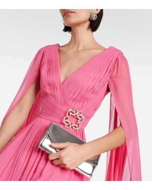 Vestido de fiesta de chifon de seda Elie Saab de color Pink