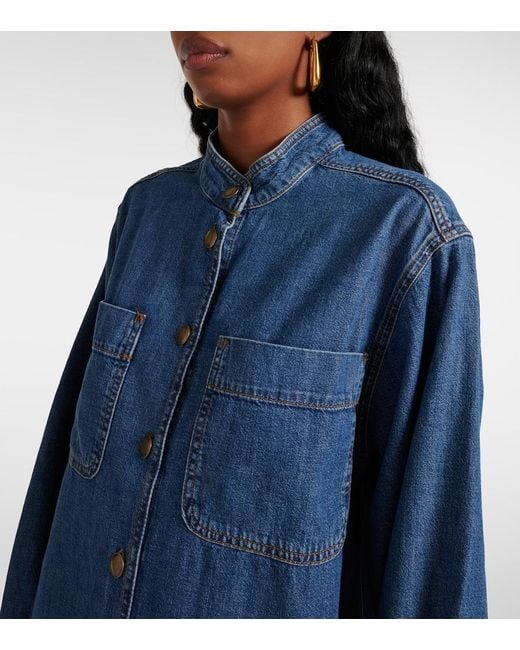 FRAME Blue Double Pocket Denim Shirt Dress