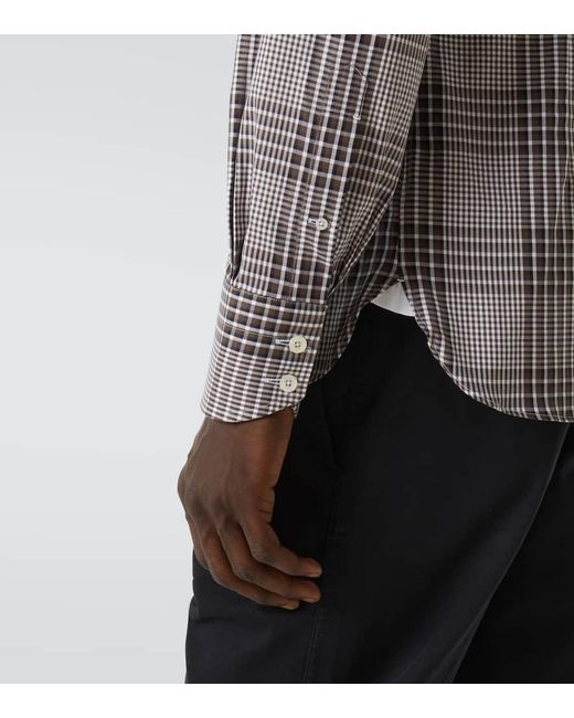 Camisa De Algodon A Cuadros Principe De Gales Tom Ford de hombre de color Blue