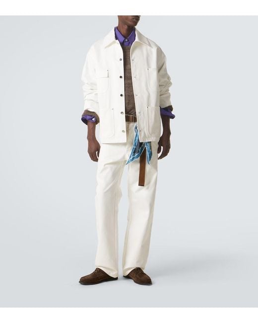 Plan C White Denim Field Jacket for men