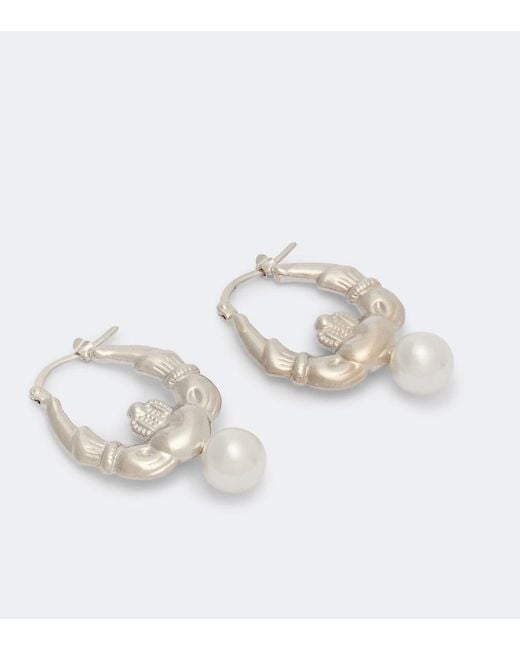 Simone Rocha White Faux Pearl Hoop Earrings