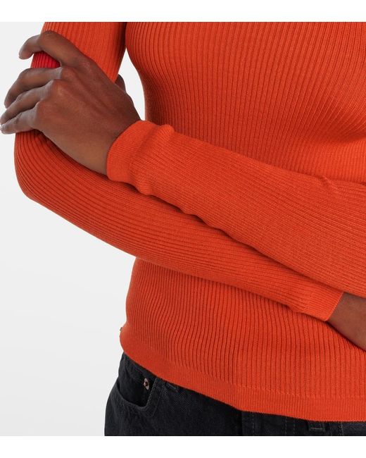 Saint Laurent Red Wool, Cashmere, And Silk Sweater