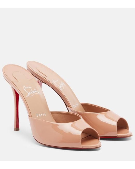 Christian Louboutin Pink Me Dolly Patent Leather Mules
