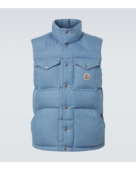 Moncler Blue Ervional Denim Down Vest for men