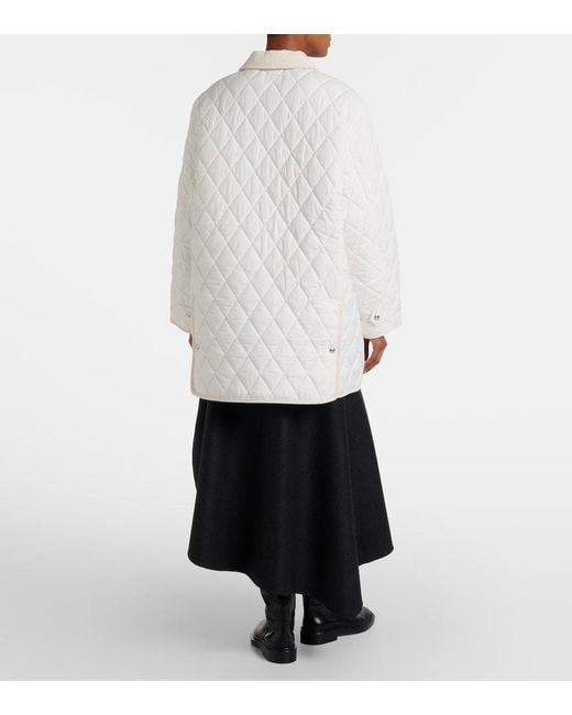 Polo Ralph Lauren White Logo Quilted Corduroy-Trimmed Coat