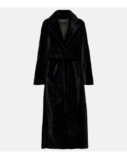 Nour Hammour Black Meret Shearling Wrap Coat