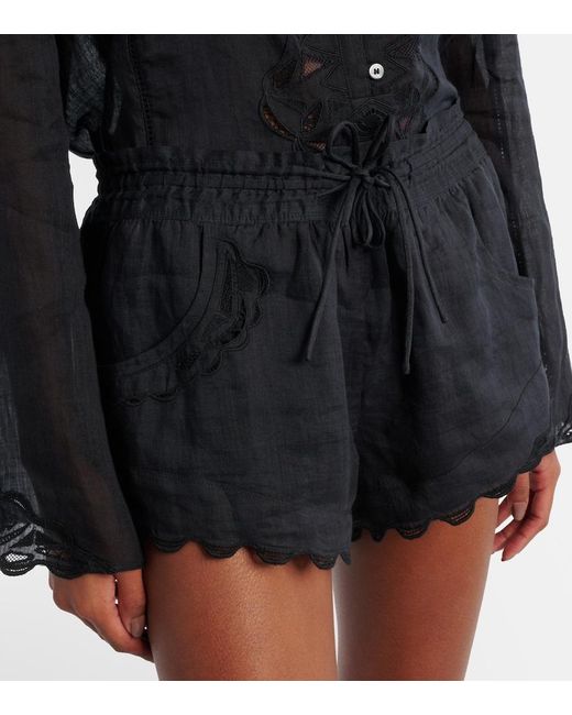 Isabel Marant Black Lola Broderie Anglaise Ramie Shorts
