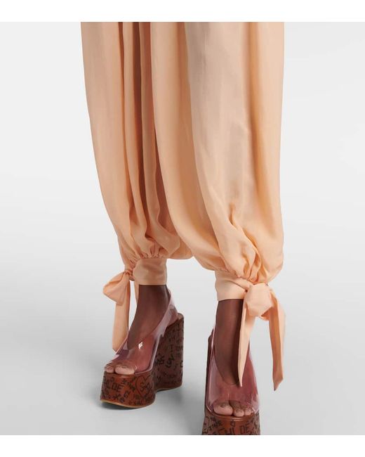 Pantalones Barrel En Charmeuse De Seda Plisados Chloé de color Orange
