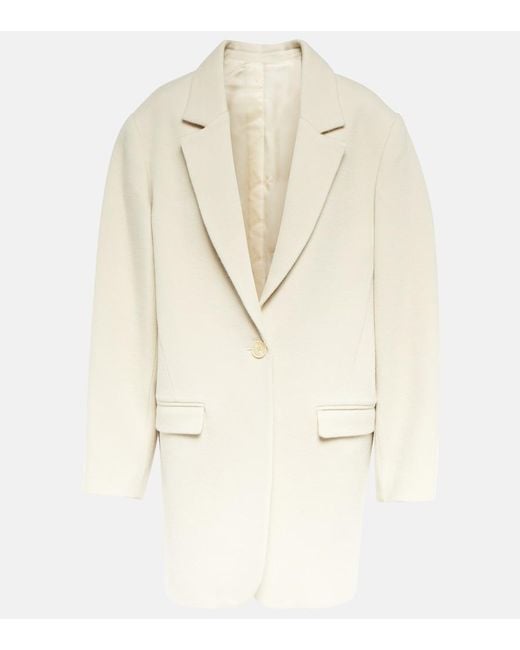 Isabel Marant Natural Mantel Jilinka Aus Wolle Und Baumwolle