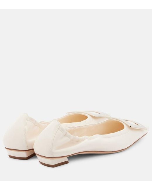 Roger Vivier Natural Belle Vivier Leather Ballet Flats