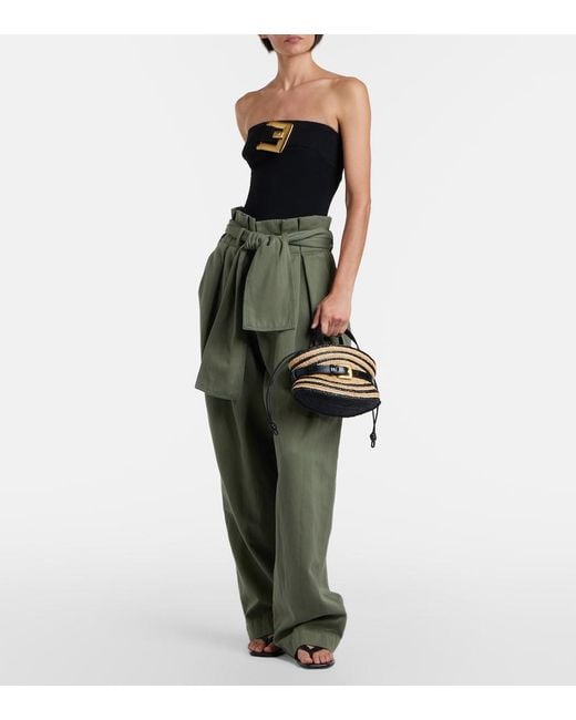 Borsa A Mano A Righe di Balmain in Black