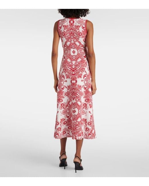 Etro Red Midikleid Aus Jacquard