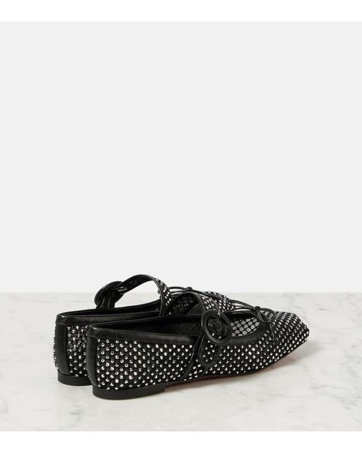 Christian Louboutin Black Ballerinas Mamastrapitina Aus Mesh Mit Kristallen
