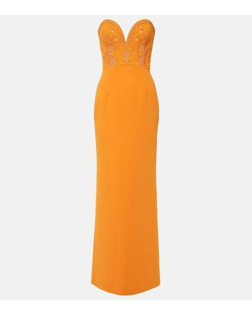Rebecca Vallance Orange Sirene Strapless Corset Gown