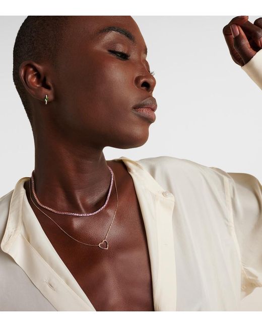 Roxanne First Metallic 14Kt Rose Tennis Necklace With Sapphires