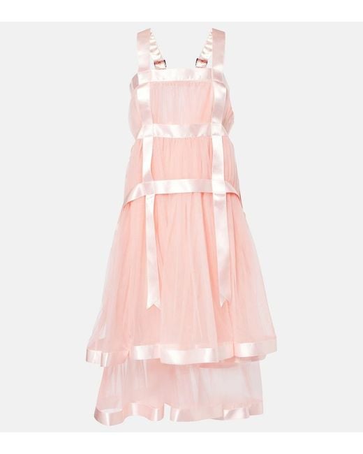 Noir Kei Ninomiya Pink Tulle Midi Dress