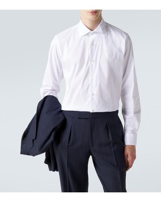 Eleventy White Cotton-Blend Poplin Shirt for men