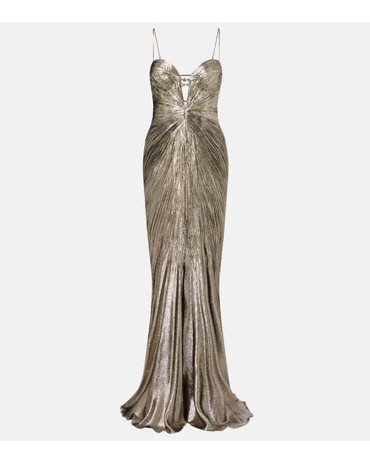 Maria Lucia Hohan Natural Dakota Lame Chiffon Gown