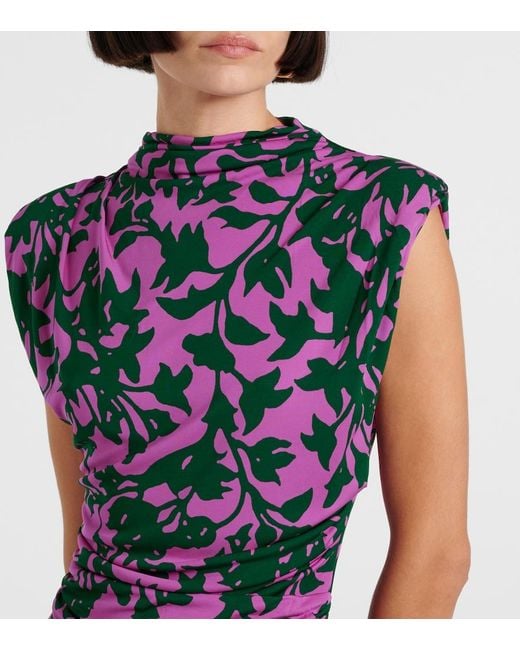 Diane von Furstenberg Purple Aviel Printed Midi Dress