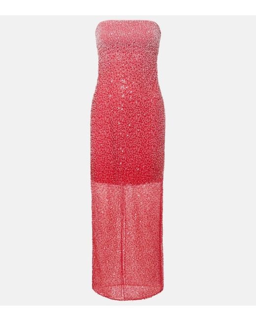 Vestido Largo Con Lentejuelas ROTATE BIRGER CHRISTENSEN de color Red