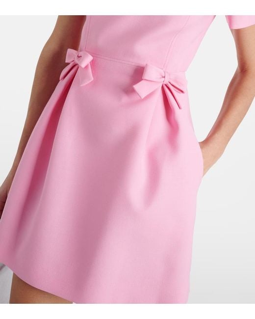 Vestido corto de Crepe Couture con lazos Valentino de color Pink