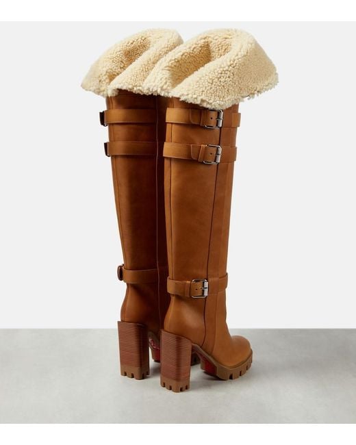 Christian Louboutin Brown Brodeback Lug Over-The-Knee Boots