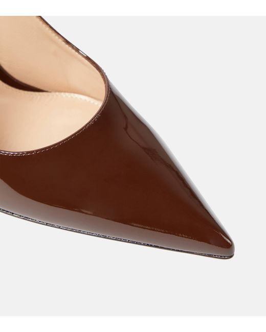 Gianvito Rossi Brown Ribbon Patent Leather Slingback Pumps