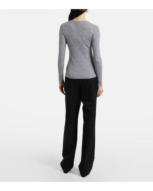 Nili Lotan Gray Klarise Wool And Silk Sweater