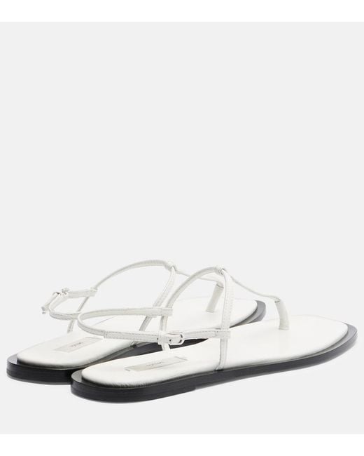 Totême White Leather Thong Sandals