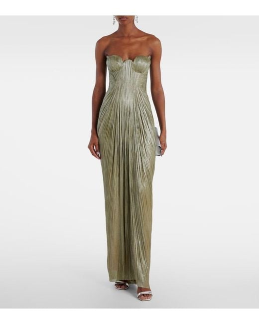 Maria Lucia Hohan Green Jasleen Strapless Silk Tulle Corset Gown