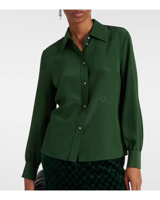 Gucci Green Hemd aus Crepe de Chine aus Seide