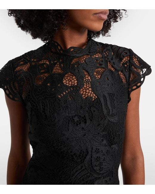 Staud Black Rosaline Guipure Lace Cocktail Dress