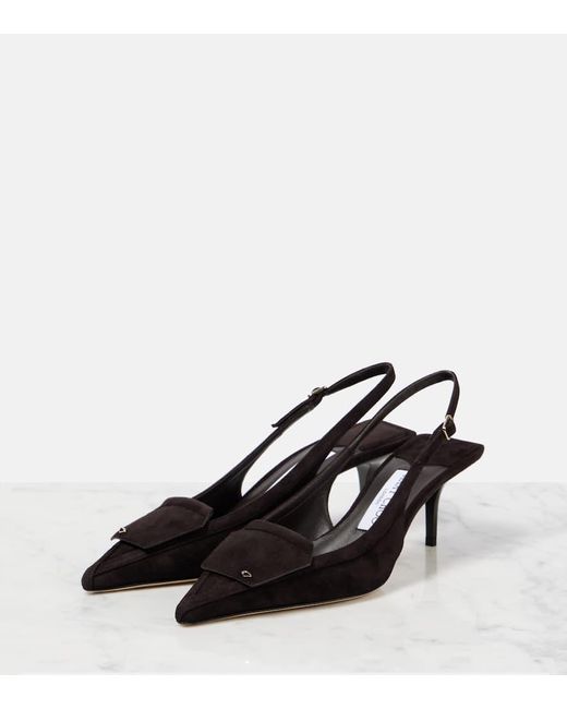 Jimmy Choo Black Frances 60 Suede Slingback Pumps