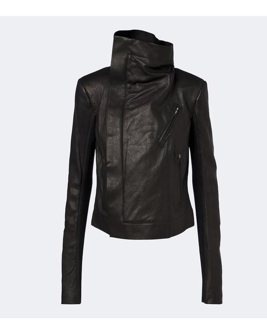 Rick Owens Black Leather Biker Jacket