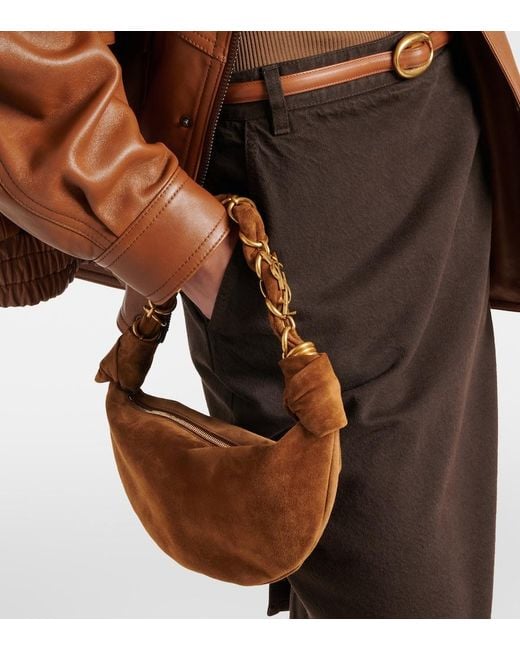 Saint Laurent Brown Amalia Mini Suede Shoulder Bag