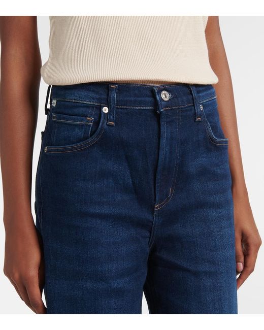 Citizens of Humanity Blue Lyra Cropped High-Rise Wide-Leg Jeans