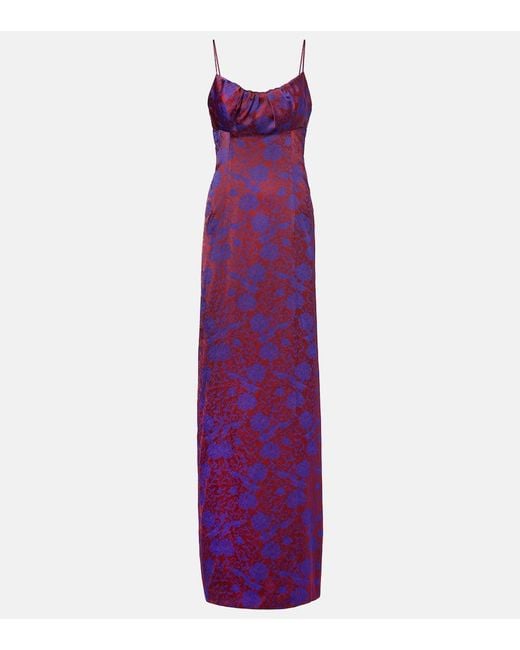Dries Van Noten Purple Maxikleid Dirios Aus Jacquard