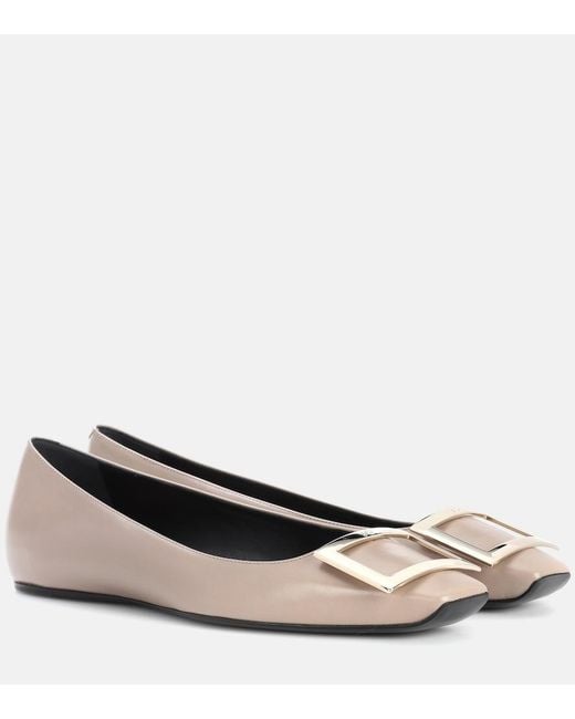 Roger Vivier Brown Belle Vivier Leather Ballet Flats