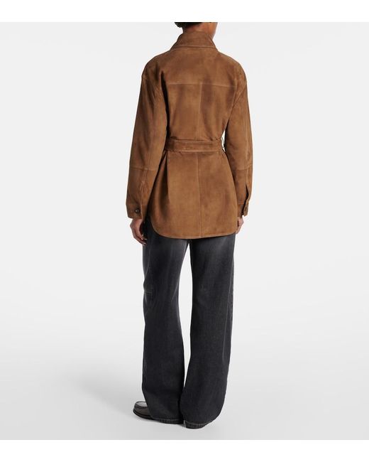 Brunello Cucinelli Brown Belted Suede Field Jacket