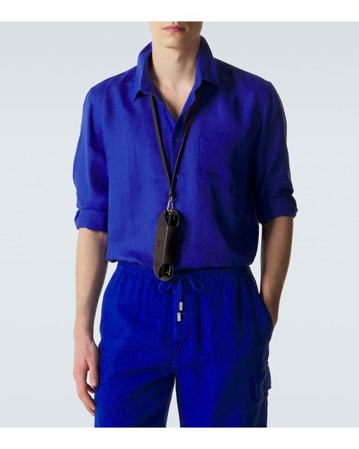 Vilebrequin Blue Linen Shirt for men