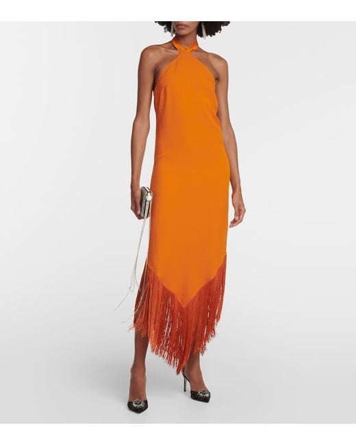 ‎Taller Marmo Orange Nina Fringed Maxi Dress