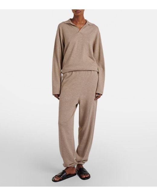 The Row Brown Niosa Cotton And Linen Polo Sweater