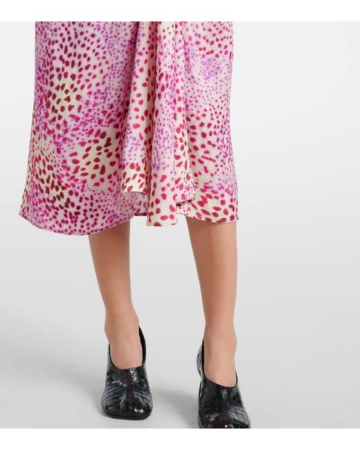 【Dries Van Noten】 フラッフィーミディスカート ピンク Printed midi skirt in pink - Dries Van Noten | Mytheresa