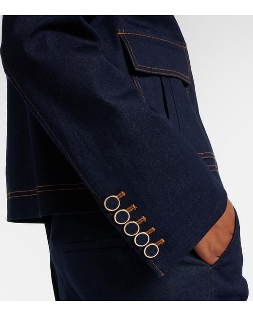 Veronica Beard Blue Barrington Embellished Denim Jacket