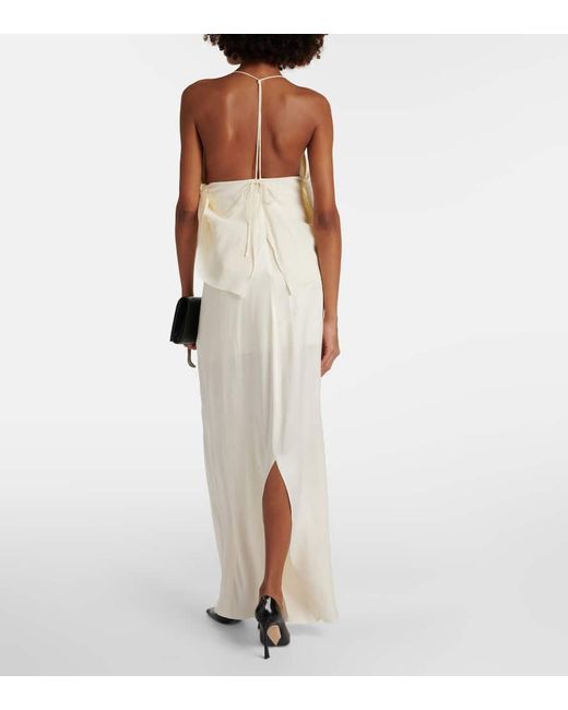 Vestido de fiesta de crepe de saten con abertura Victoria Beckham de color White